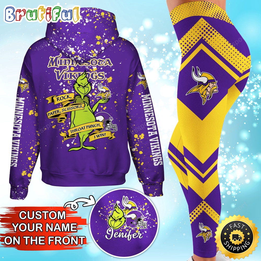 Sportswearmerch Minnesota Vikings NFL Hoodie Leggings The Grinch For Fan