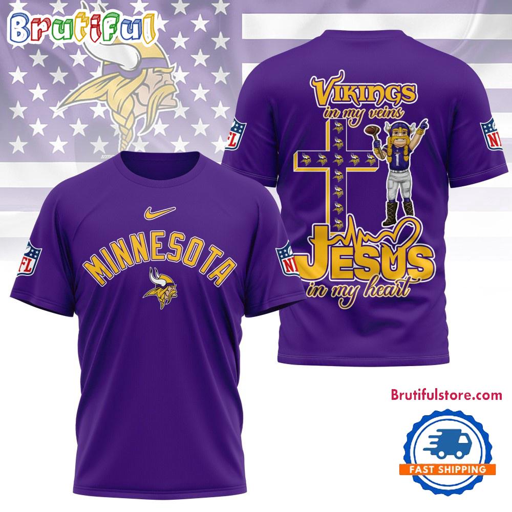 Sportswearmerch Minnesota Vikings NFL In My Veins In My Heart T-Shirt For Fan