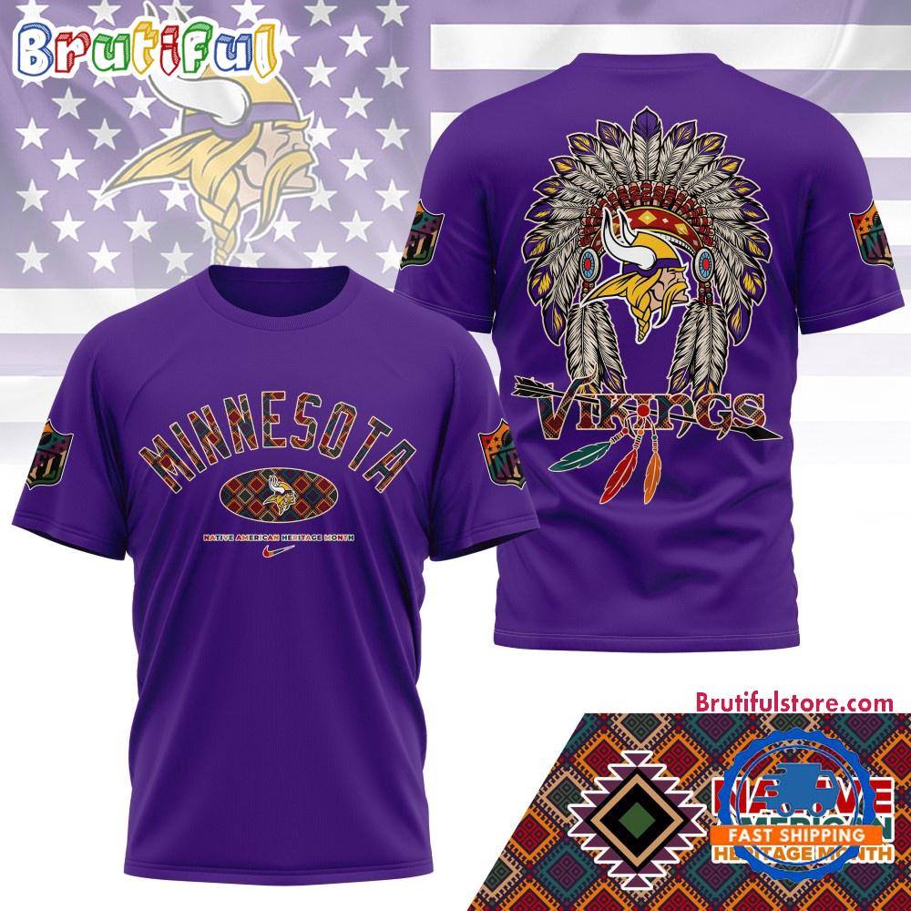 Sportswearmerch Minnesota Vikings NFL Native American Heritage Month 3D Shirt For Fan