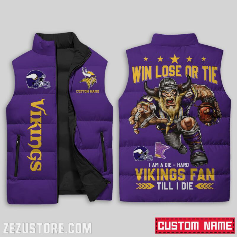 Sportswearmerch Minnesota Vikings NFL NFL Sleeveless Puffer Jacket For Fans