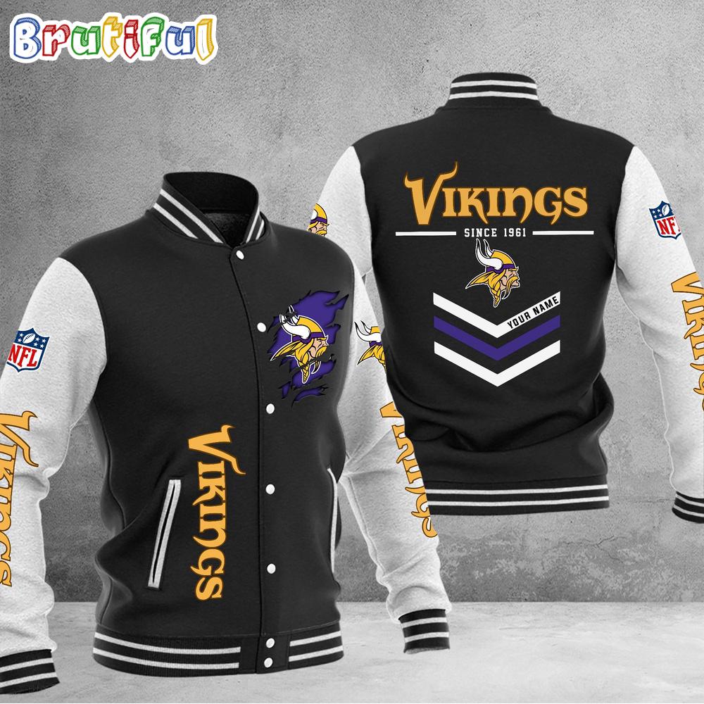 Sportswearmerch Minnesota Vikings NFL Personalized Baseball Jacket For Fan