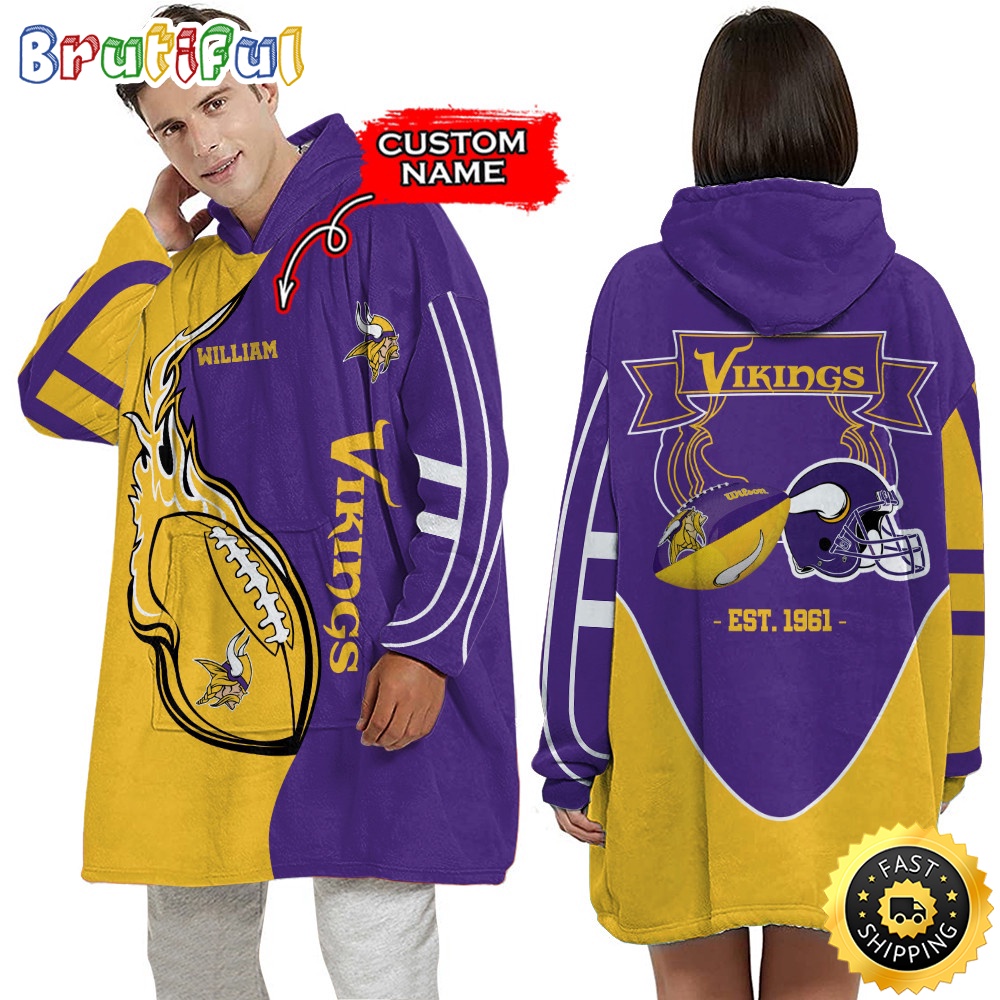 Sportswearmerch Minnesota Vikings NFL Personalized Blaket Hoodie For Fan