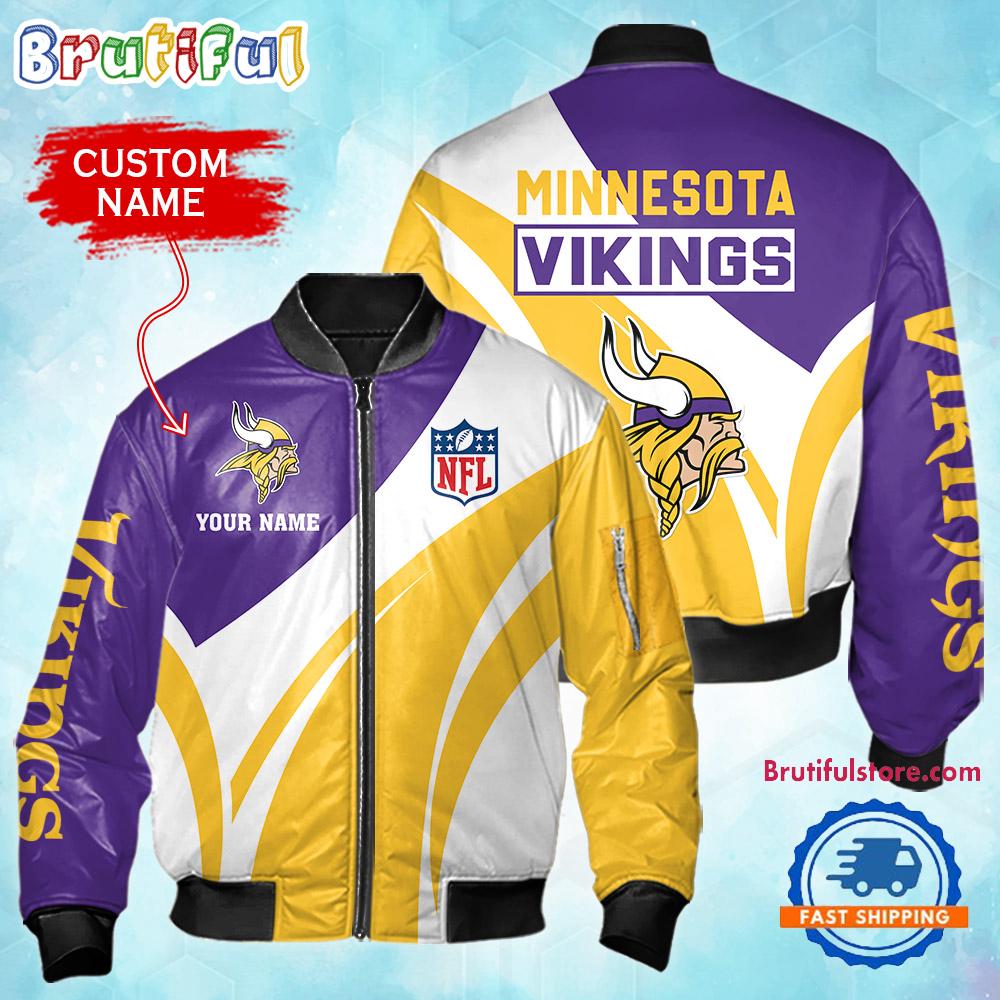 Sportswearmerch Minnesota Vikings NFL Personalized Bomber Jacket For Fan