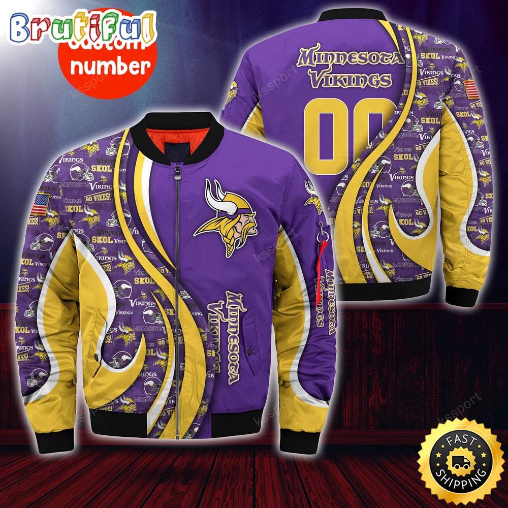 Sportswearmerch Minnesota Vikings NFL Personalized Bomber Jacket For Fan