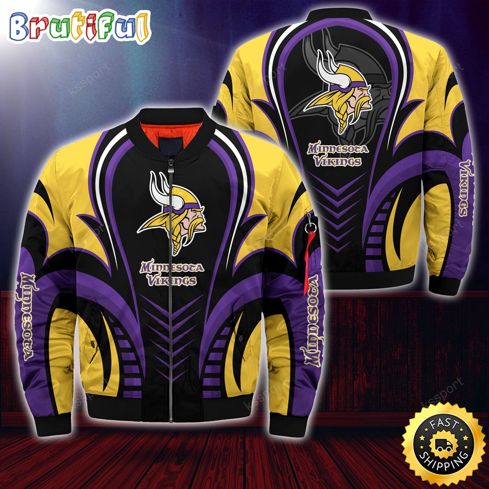 Sportswearmerch Minnesota Vikings NFL Personalized Bomber Jacket For Fan