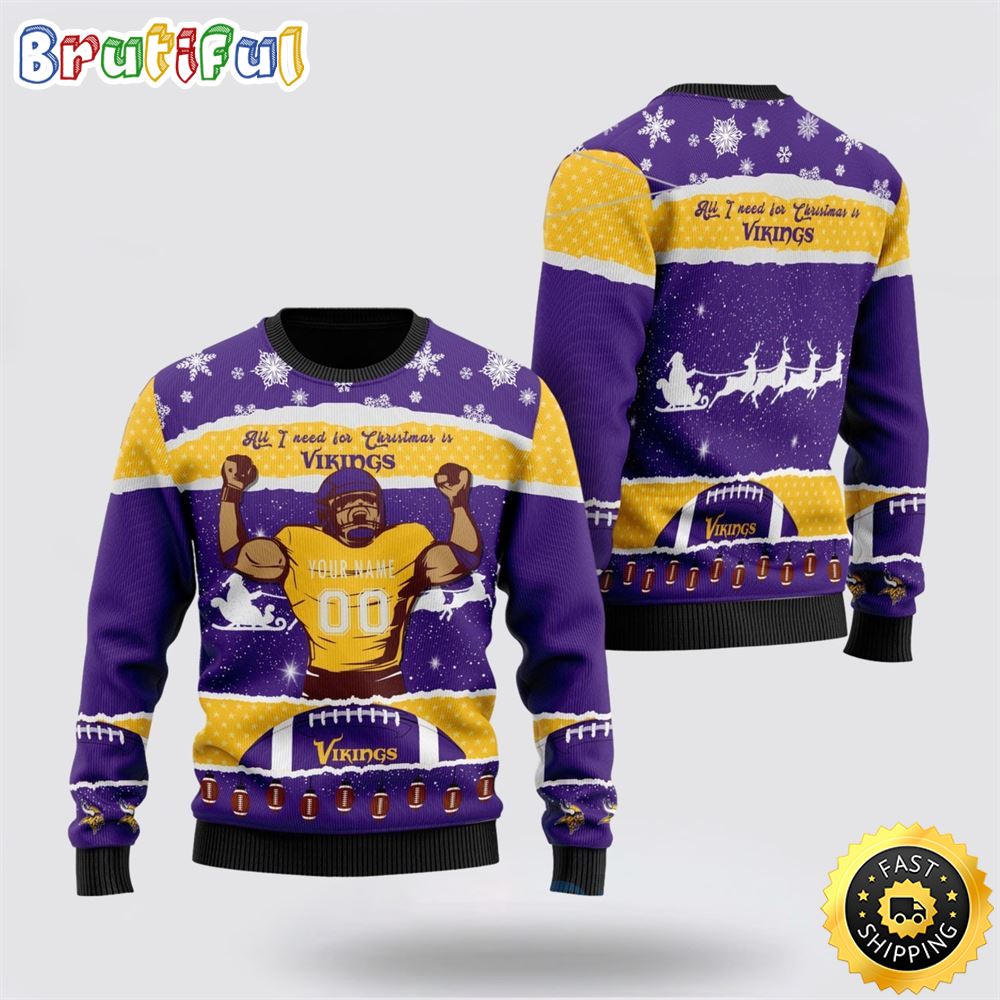 Sportswearmerch Minnesota Vikings NFL Personalized Christmas Sweater For Fan