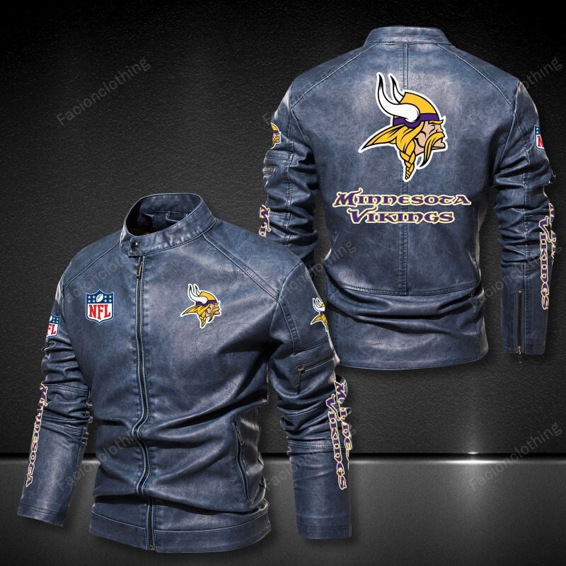 Sportswearmerch Minnesota Vikings NFL Personalized Leather Bomber For Fan