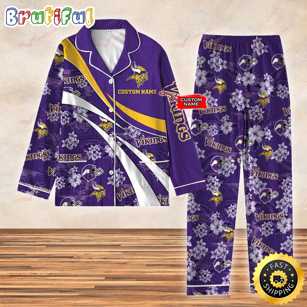 Sportswearmerch Minnesota Vikings NFL Personalized Pajamas Set For Fan