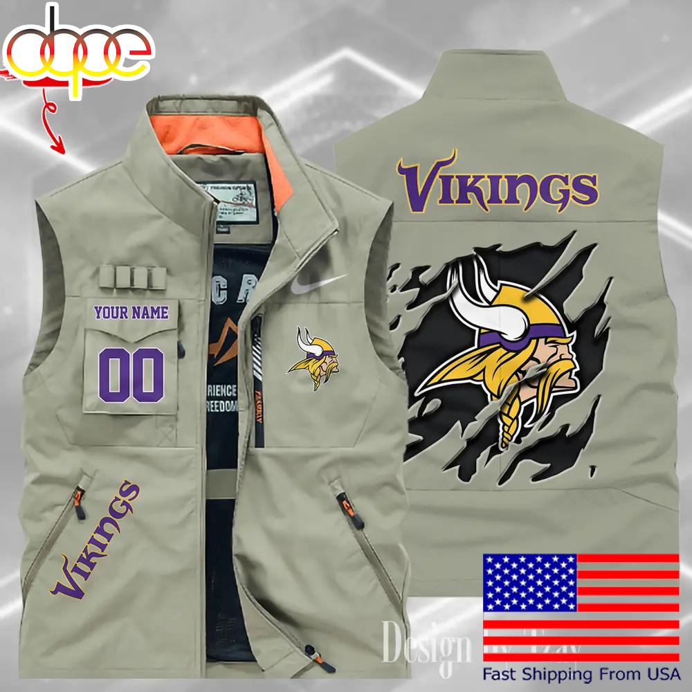 Sportswearmerch Minnesota Vikings NFL Personalized Pocket Vest For Fan
