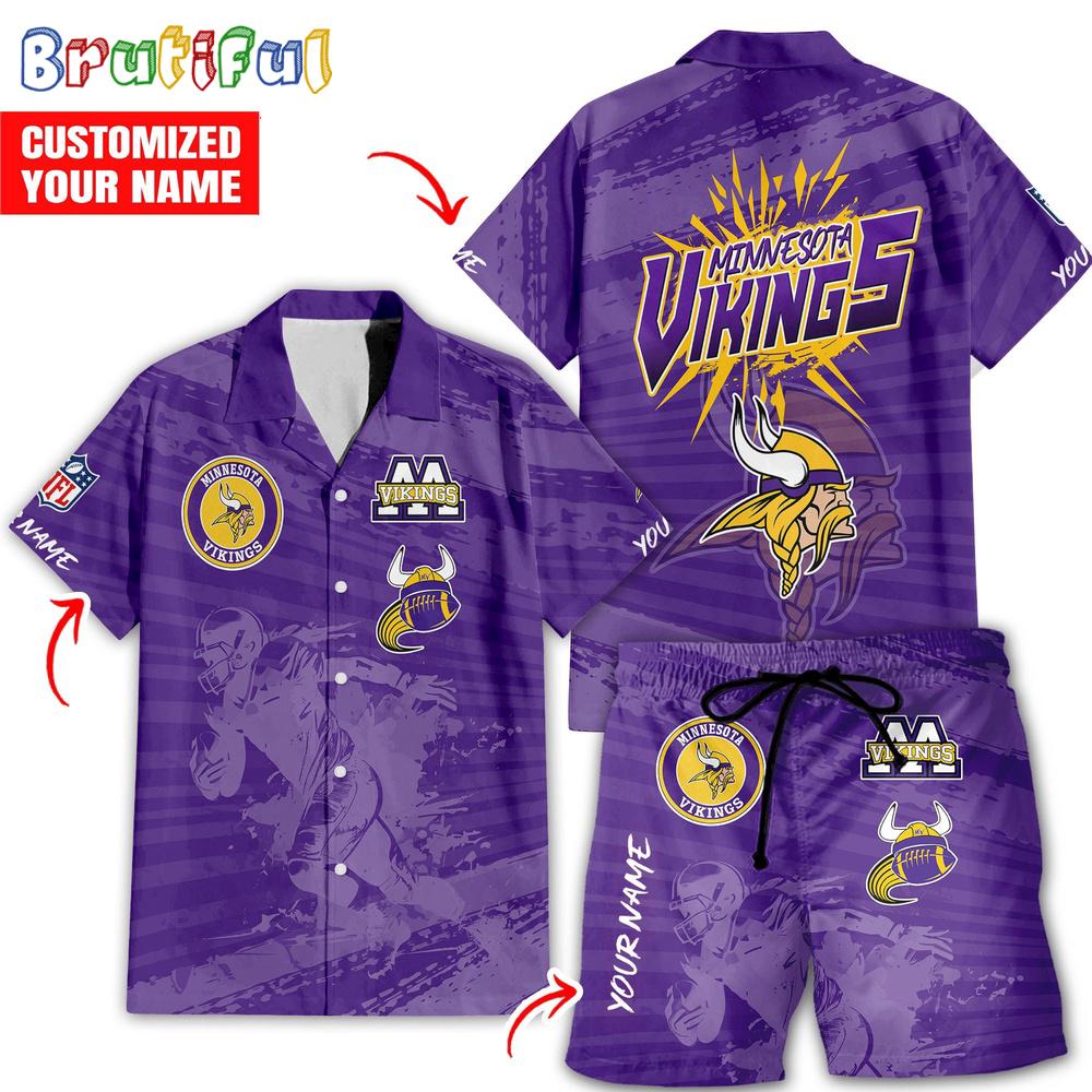 Sportswearmerch Minnesota Vikings NFL Personalized Set Short Set For Fan