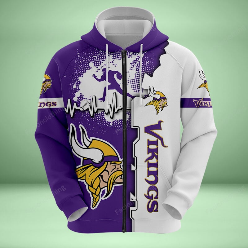 Sportswearmerch Minnesota Vikings NFL Personalized Zip Hoodie For Fan