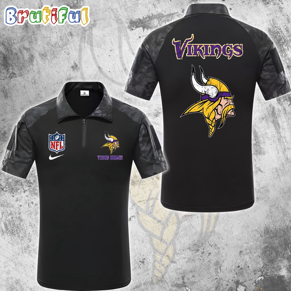 Sportswearmerch Minnesota Vikings NFL Personalized Zip Polo Shirt For Fan