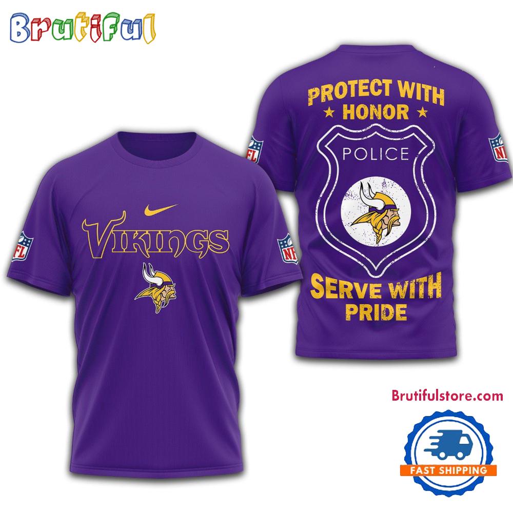 Sportswearmerch Minnesota Vikings NFL Protech With Honor Police Serve T-Shirt For Fan