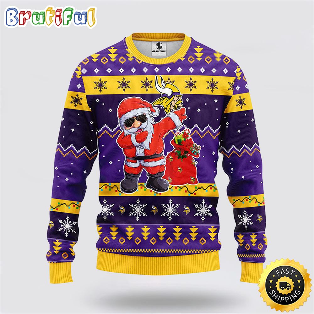 Sportswearmerch Minnesota Vikings NFL Santa Claus Ugly Christmas Sweater For Fan