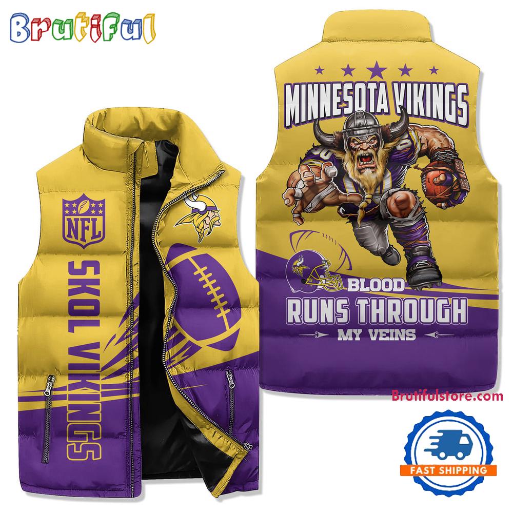 Sportswearmerch Minnesota Vikings NFL Sleeveless Puffer Jacket For Fan