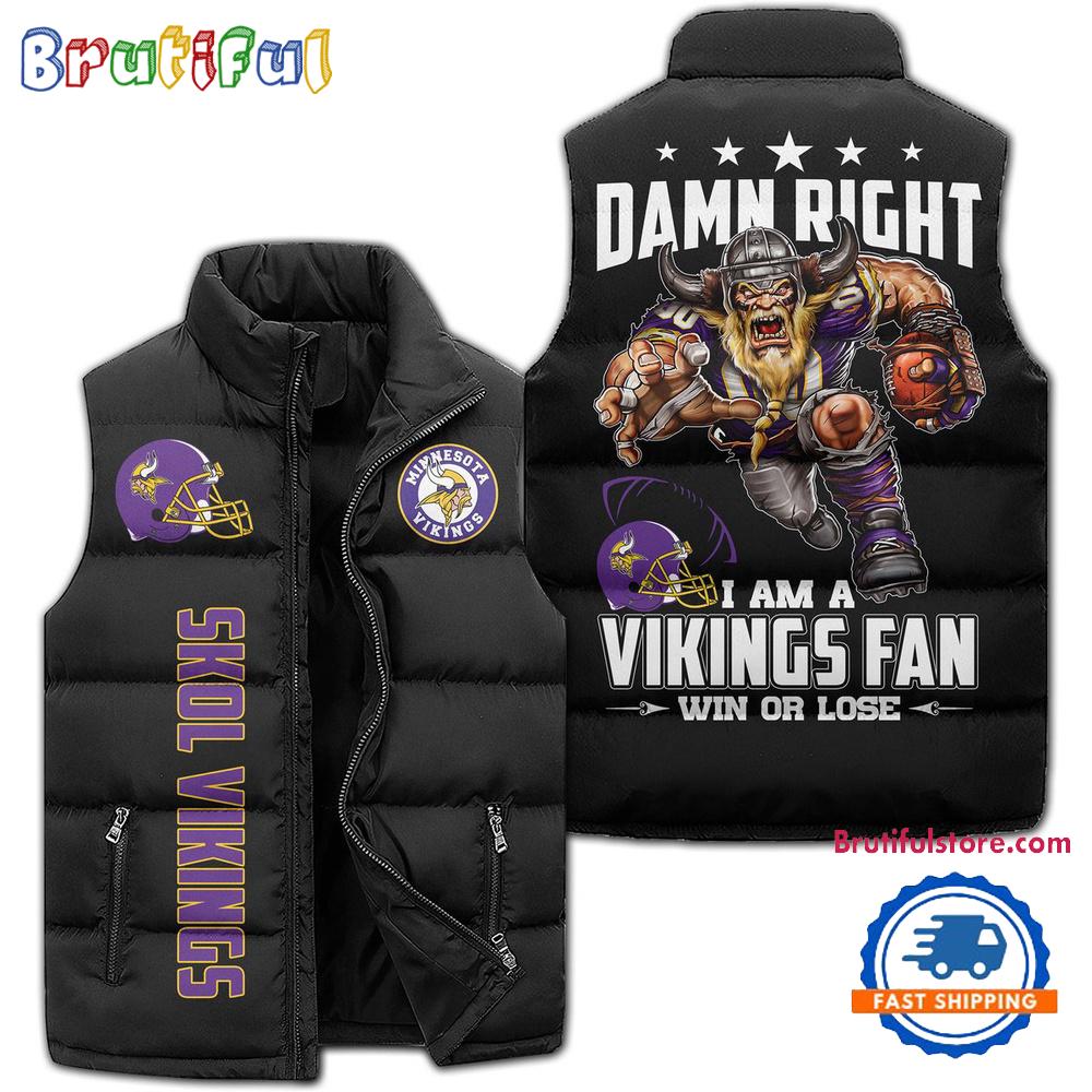 Sportswearmerch Minnesota Vikings NFL Sleeveless Puffer Jacket For Fan