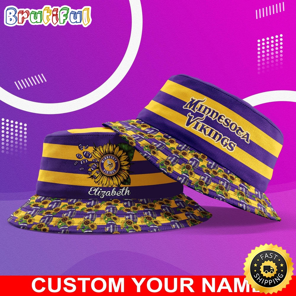 Sportswearmerch Minnesota Vikings NFL Sunflower Personalized Bucket Hat For Fan