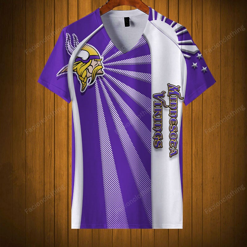 Sportswearmerch Minnesota Vikings NFL V-neck Women T-shirt Personalized For Fan