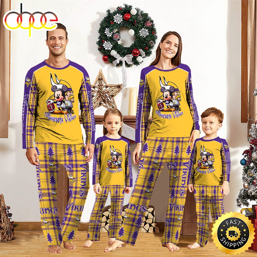 Sportswearmerch Minnesota Vikings NFL x Mickey Mouse Personalized Pajamas Family For Fan