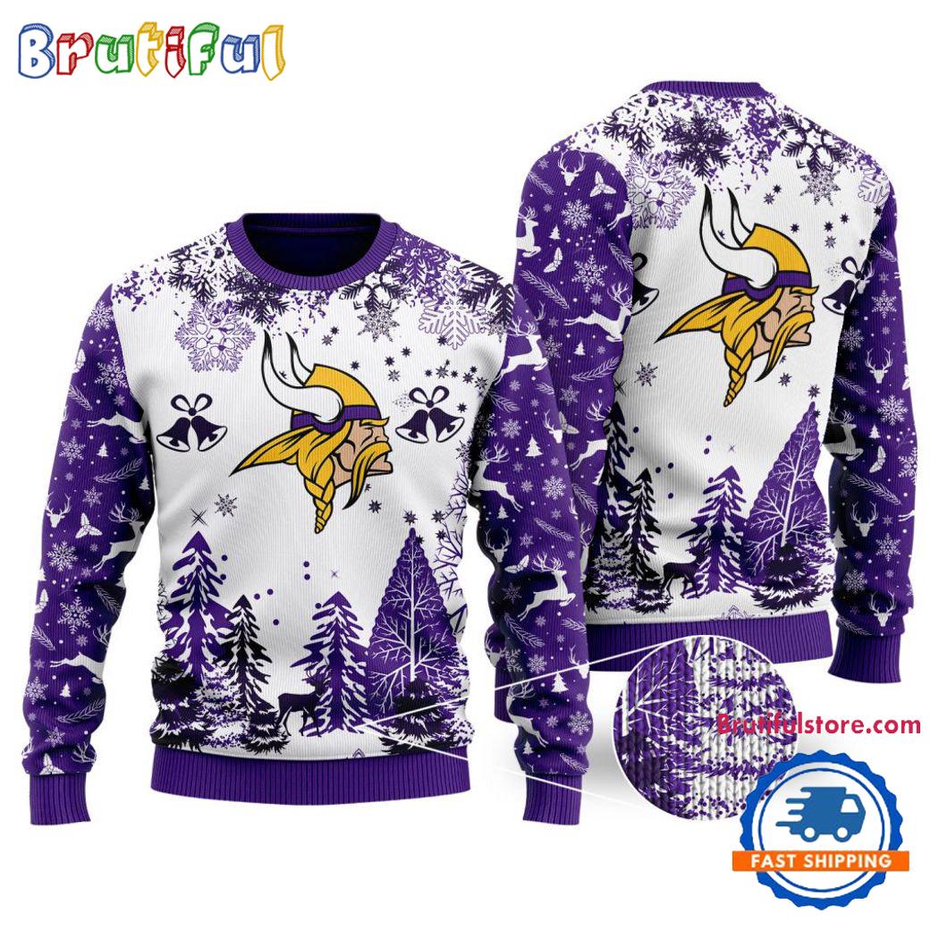 Sportswearmerch Minnesota Vikings NFL Xmas Tree Christmas Sweater For Fan