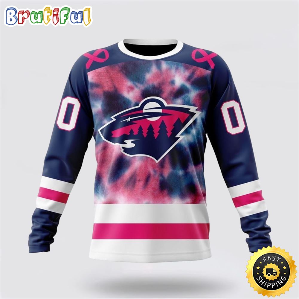 Sportswearmerch Minnesota Wild NHL Crewneck Pink October Fight Breast Cancer Personalized Sweater For Fan