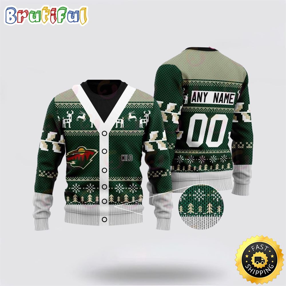 Sportswearmerch Minnesota Wild NHL Elk Pattern Personalized Christmas Sweater For Fan