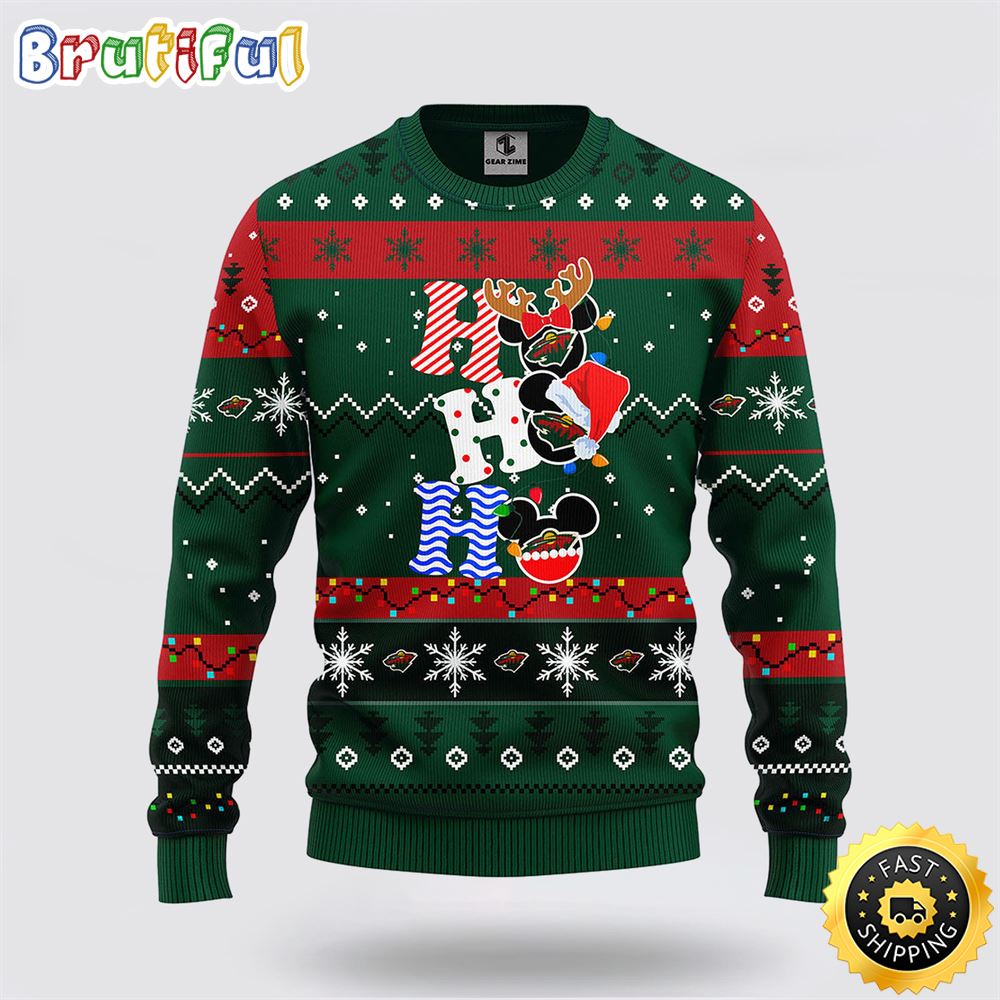Sportswearmerch Minnesota Wild NHL Mickey Ugly Christmas Sweater For Fan