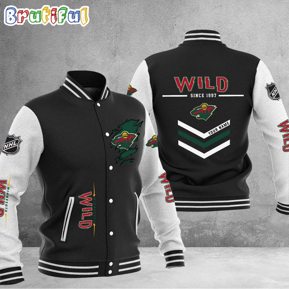 Sportswearmerch Minnesota Wild NHL Personalized Baseball Jacket For Fan