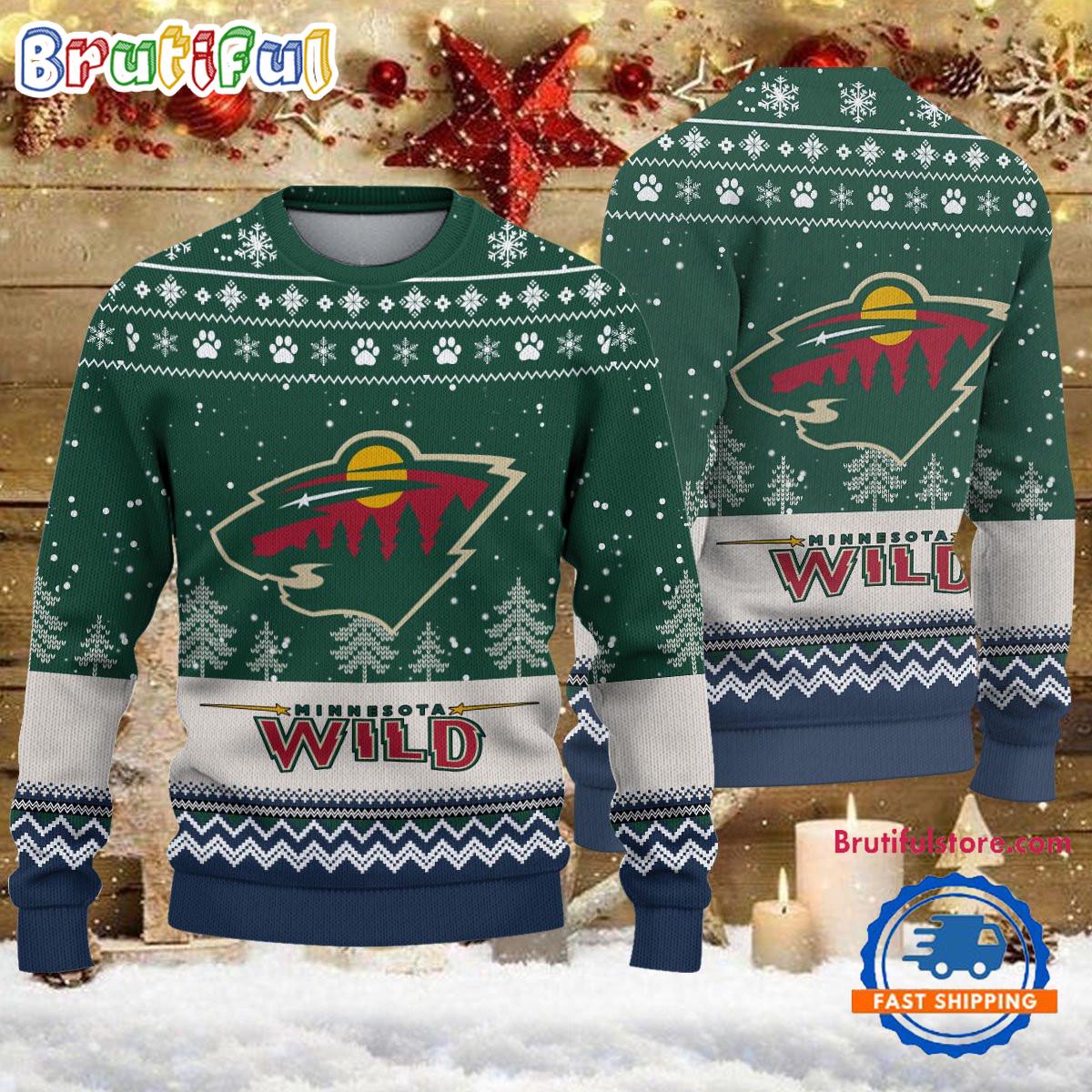 Sportswearmerch Minnesota Wild NHL Personalized Christmas Sweater For Fan
