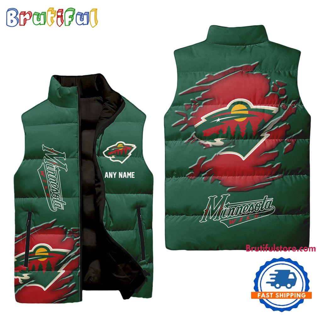 Sportswearmerch Minnesota Wild NHL Personalized Sleeveless Puffer Jacket For Fan
