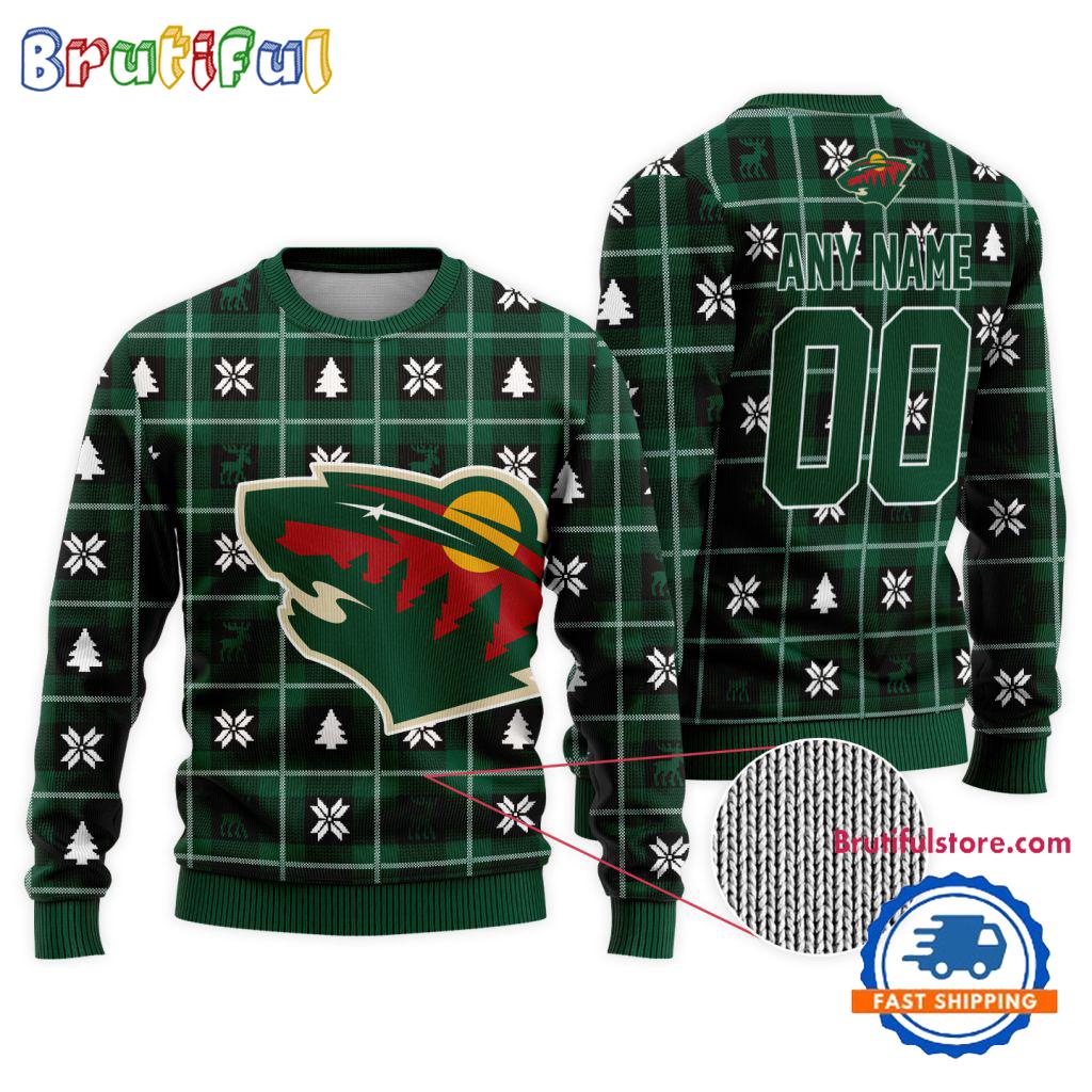 Sportswearmerch Minnesota Wild NHL Personalized Snow Tree Ugly Christmas Sweater For Fan
