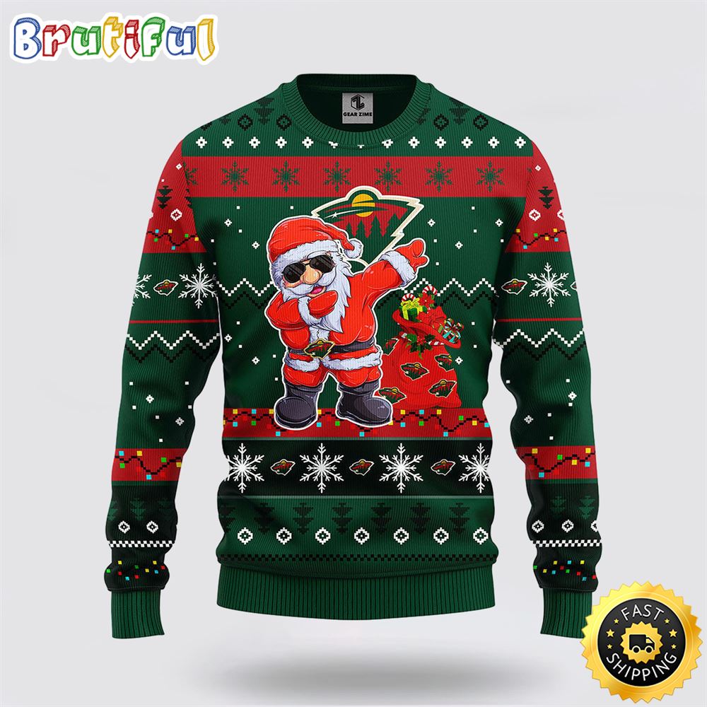 Sportswearmerch Minnesota Wild NHL Santa Claus Ugly Christmas Sweater For Fan