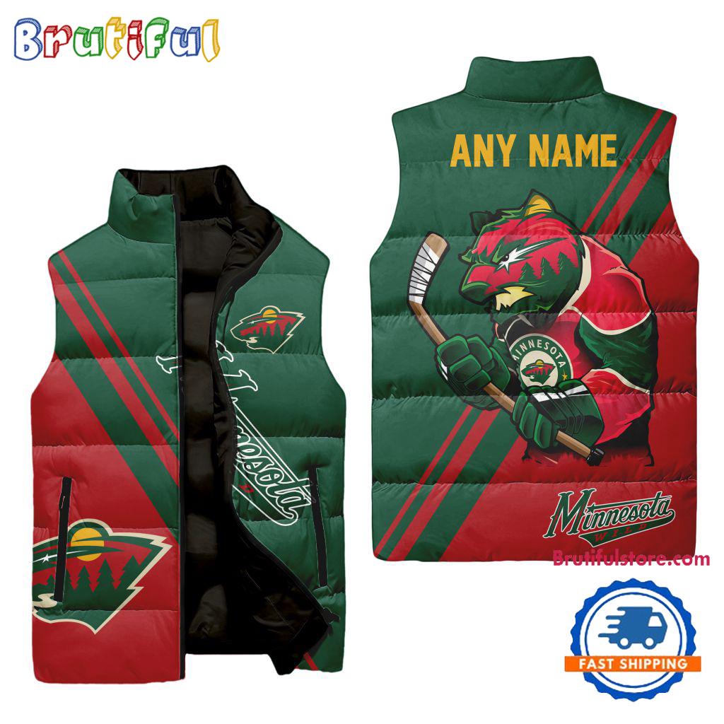 Sportswearmerch Minnesota Wild NHL Sleeveless Puffer Jacket For Fan