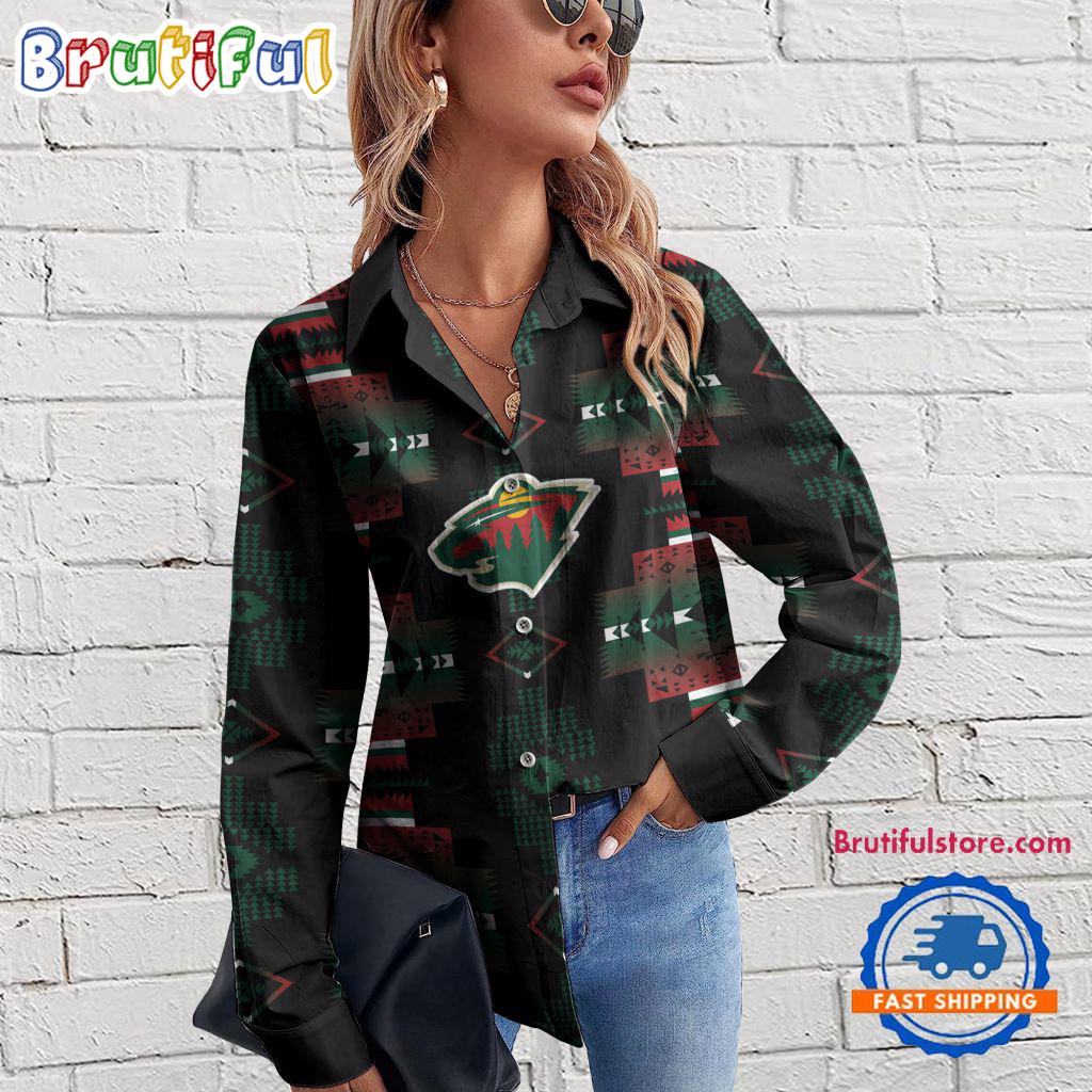 Sportswearmerch Minnesota Wild NHL Special Native American Women's Casual Shirt For Fan