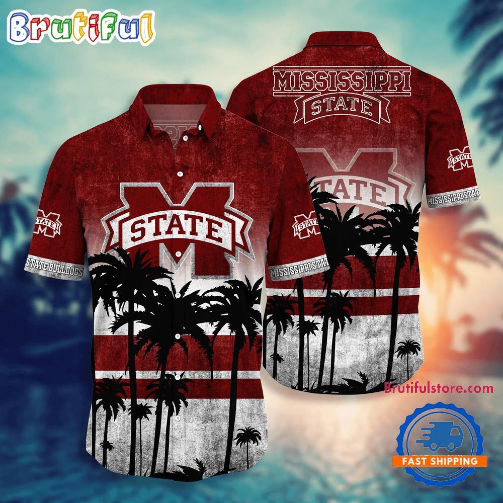 Sportswearmerch Mississippi State Bulldog NCAA Palm Tree Summer Beach Personalized Hawaiian Shirt For Fan