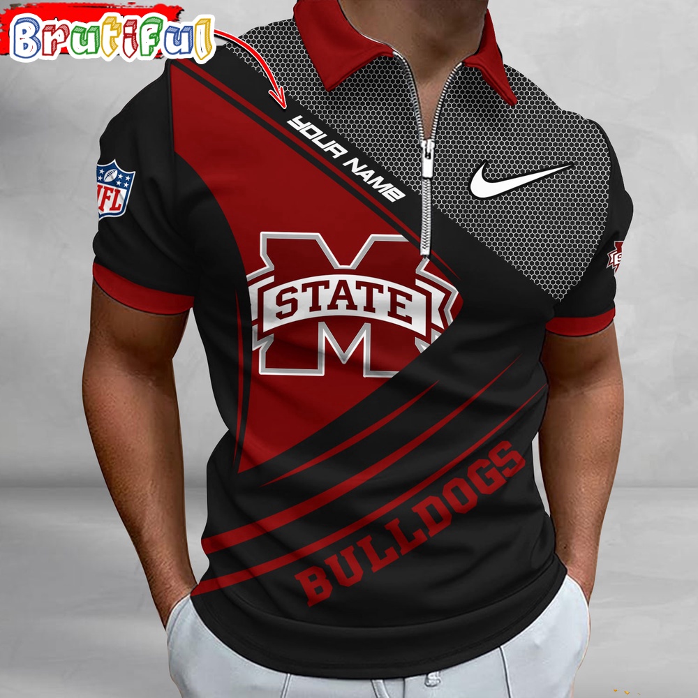 Sportswearmerch Mississippi State Bulldog NCAA Personalized Zip Polo Shirt For Fan