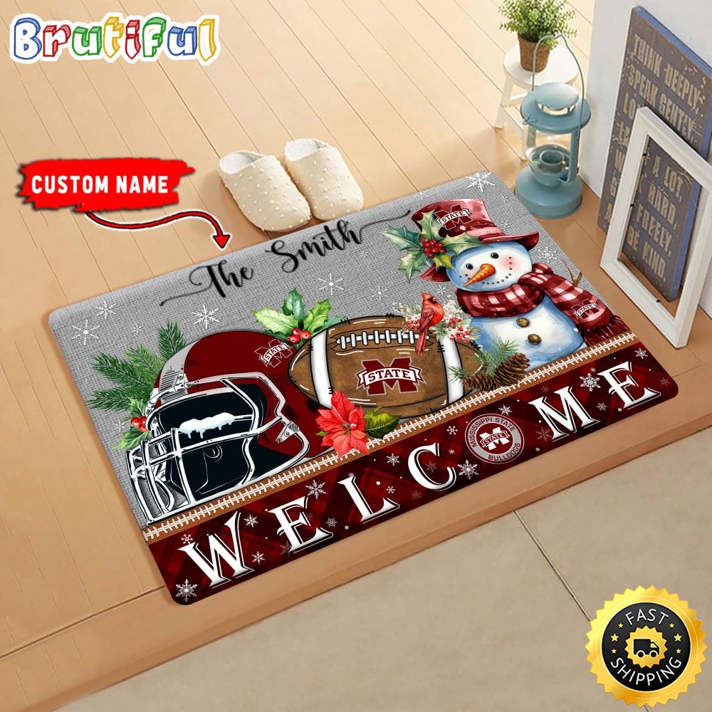 Sportswearmerch Mississippi State Bulldogs NCAA Christmas Doormat For Fan