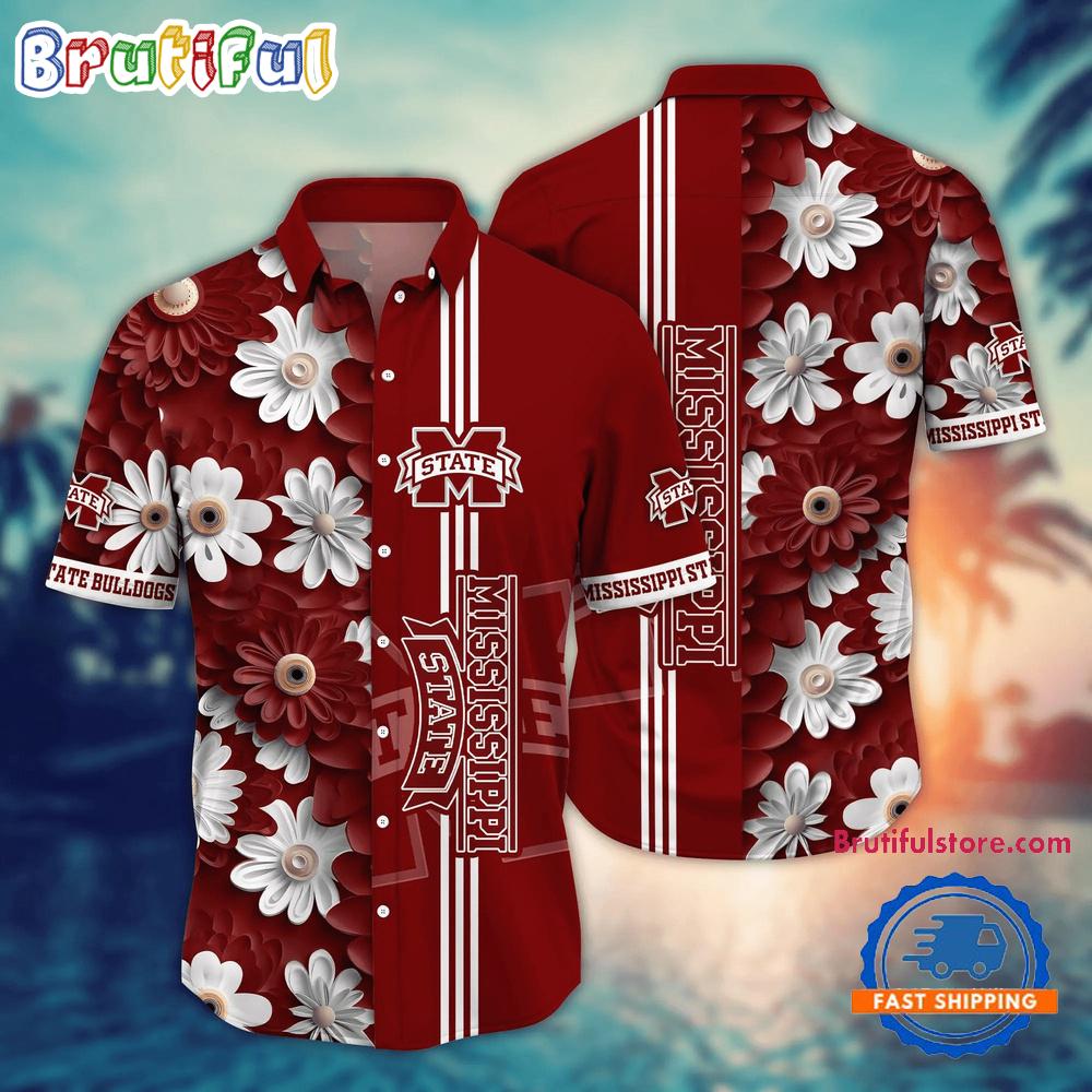 Sportswearmerch Mississippi State Bulldogs NCAA Flower Summer Personalized Hawaiian Shirt For Fan