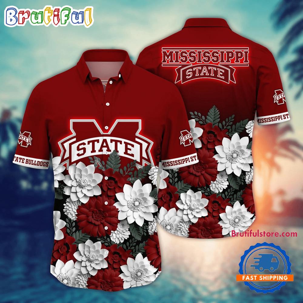 Sportswearmerch Mississippi State Bulldogs NCAA Flower Tropical Summer Beach Hawaiian Shirt For Fan
