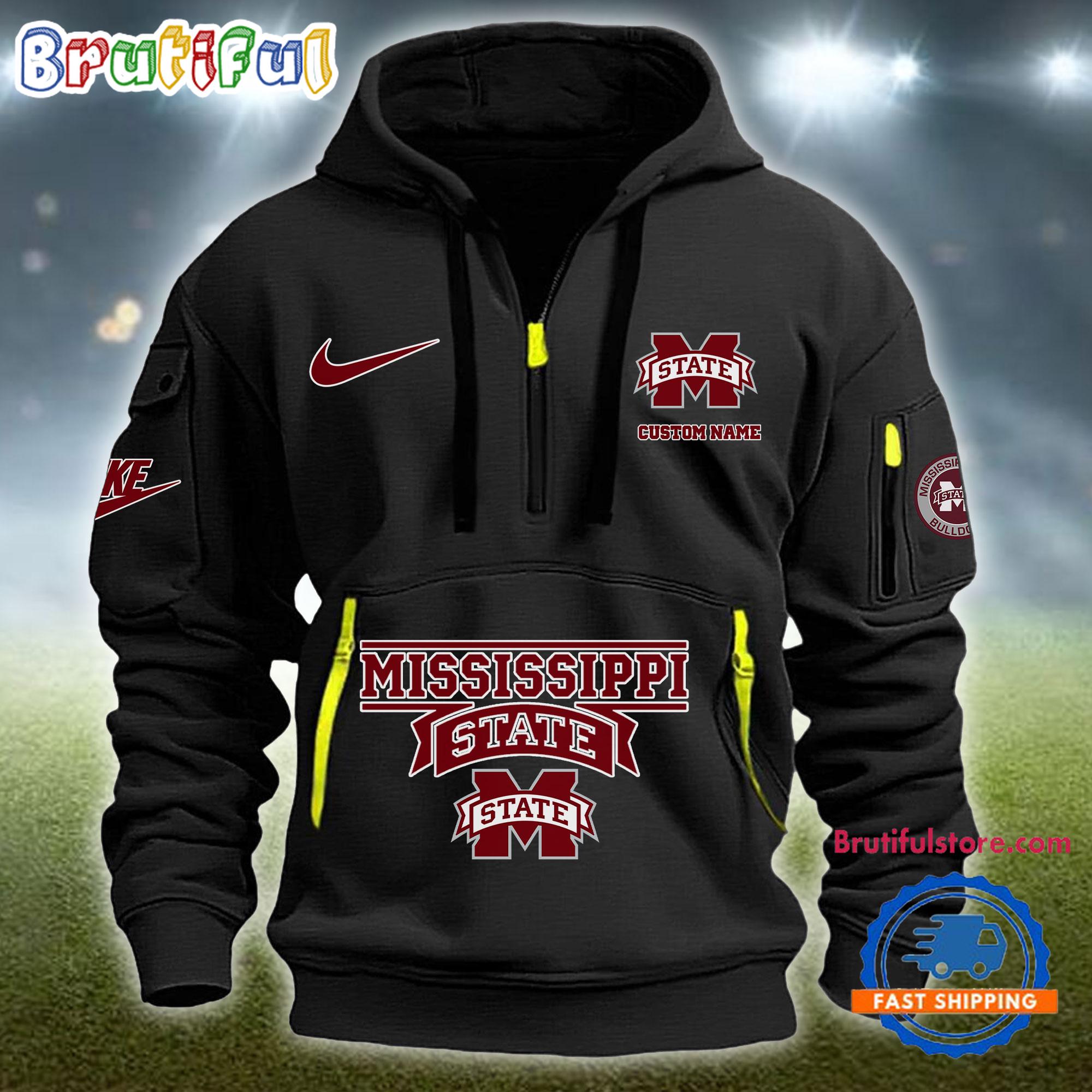 Sportswearmerch Mississippi State Bulldogs NCAA Half Zip Hoodie For Fan