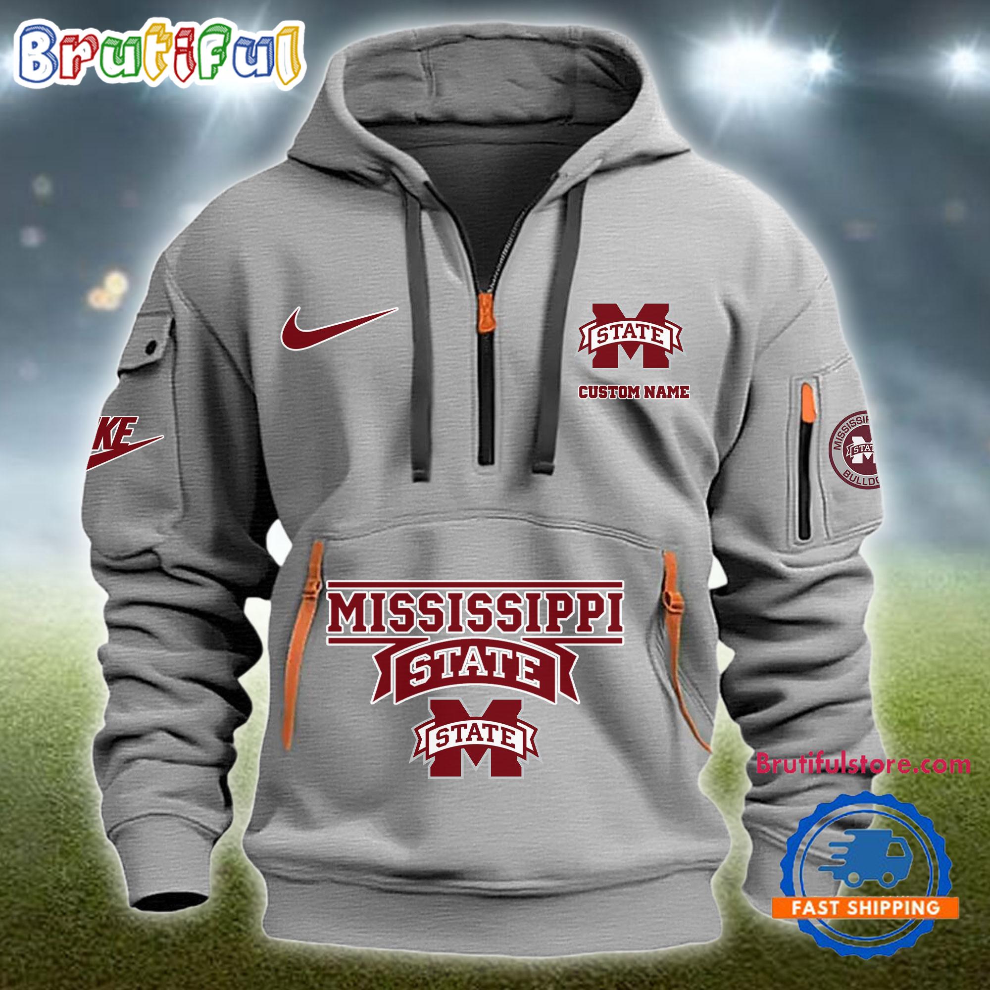 Sportswearmerch Mississippi State Bulldogs NCAA Half Zip Hoodie For Fan