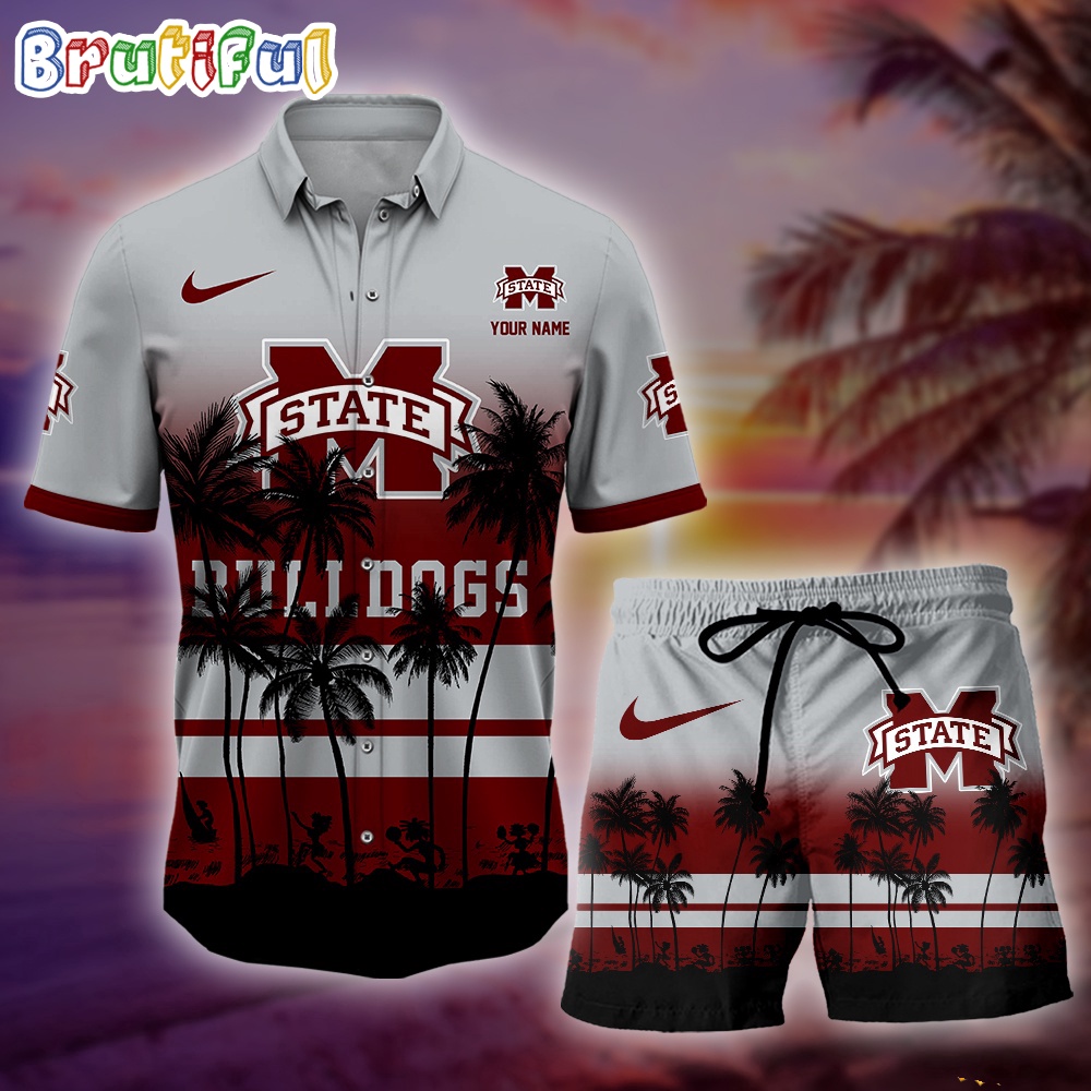 Sportswearmerch Mississippi State Bulldogs NCAA Palm Tree Summer Personalized Set Short Set For Fan