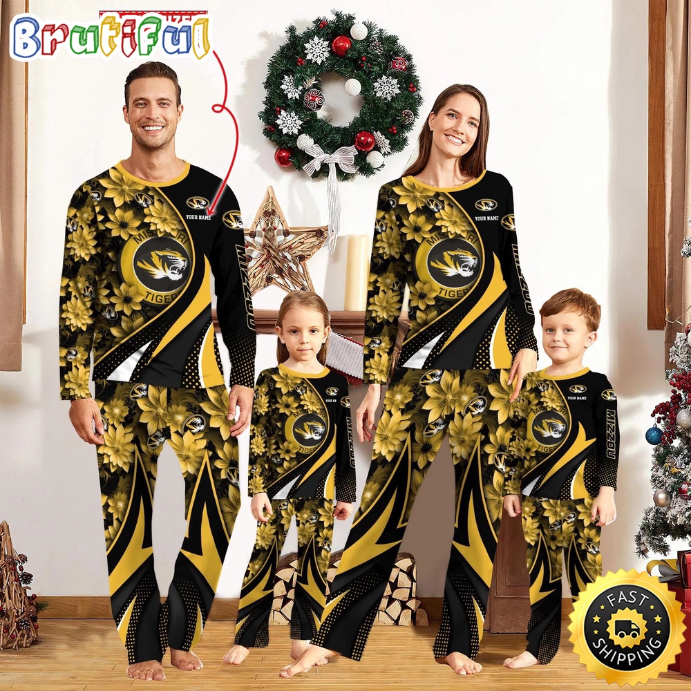 Sportswearmerch Missouri Tigers NCAA Flower Personalized Pajamas Family For Fan