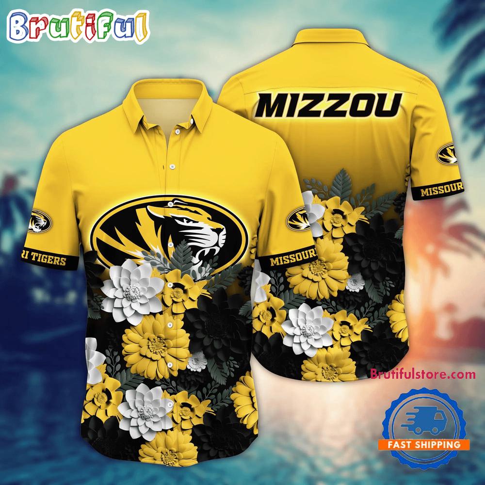 Sportswearmerch Missouri Tigers NCAA Flower Tropical Summer Beach Hawaiian Shirt For Fan