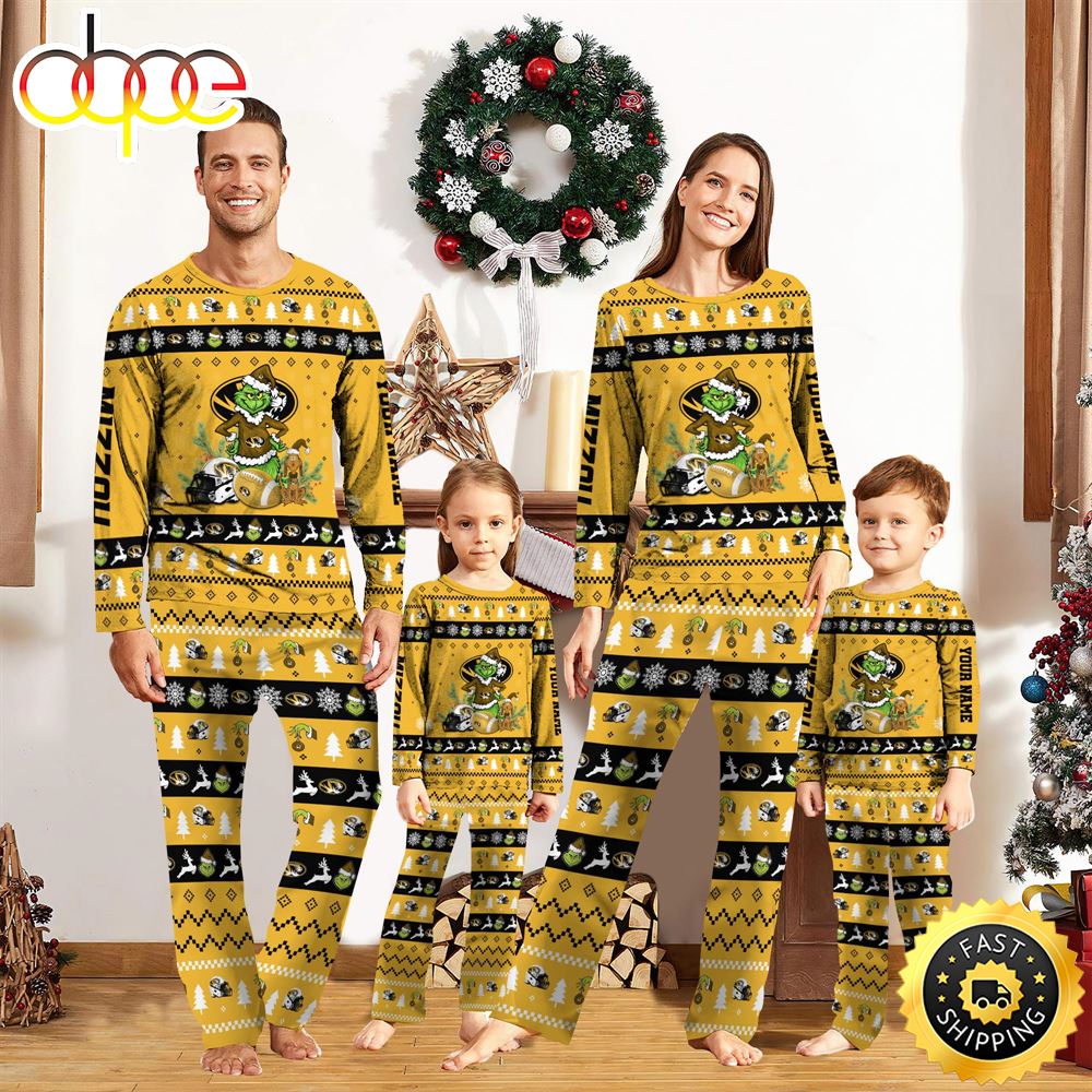 Sportswearmerch Missouri Tigers NCAA Grinch Christmas Personalized Pajamas For Fan