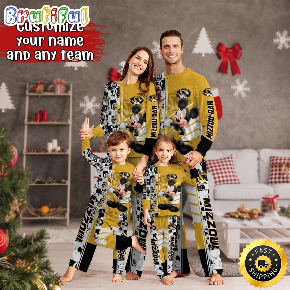 Sportswearmerch Missouri Tigers NCAA Mickey Mouse Personalized Pajamas Family For Fan