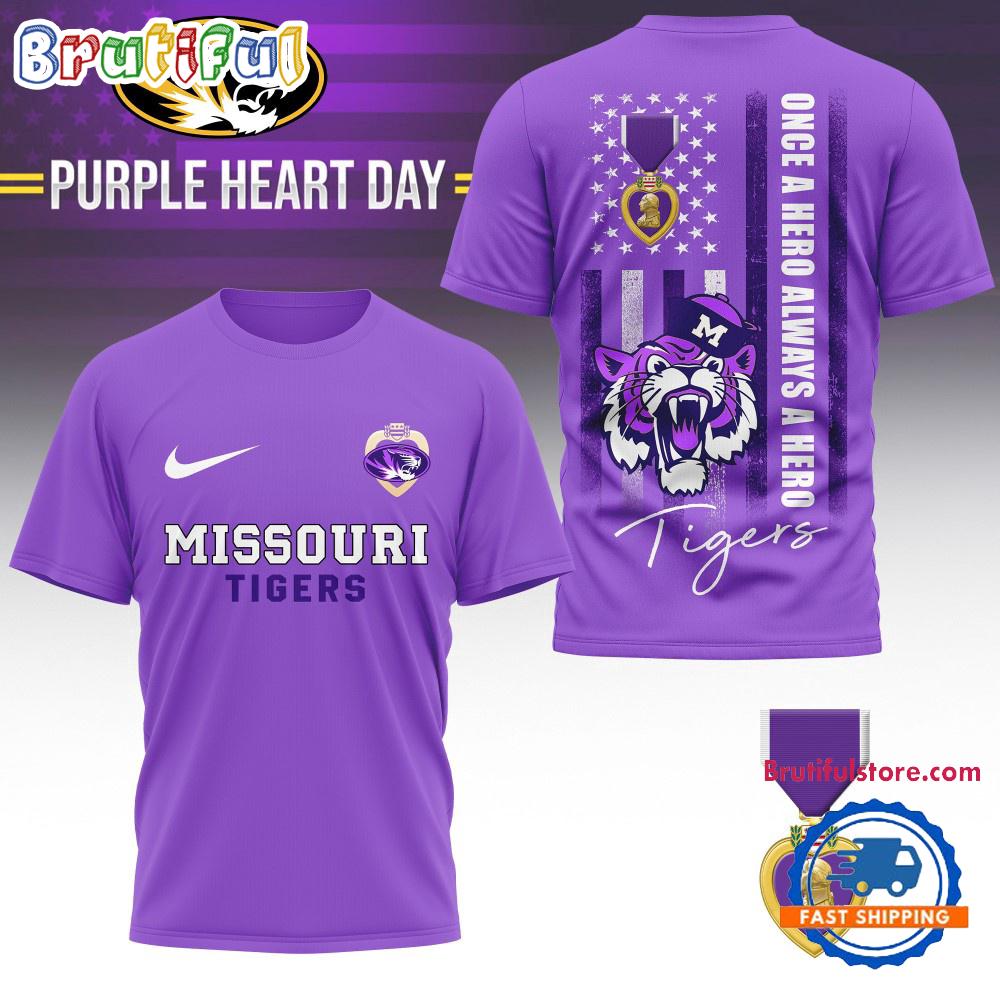 Sportswearmerch Missouri Tigers NCAA National Purple Heart Day T-shirt For Fan