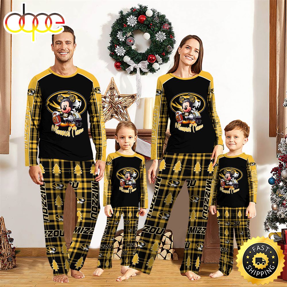 Sportswearmerch Missouri Tigers NCAA x Mickey Mouse Personalized Pajamas Family For Fan