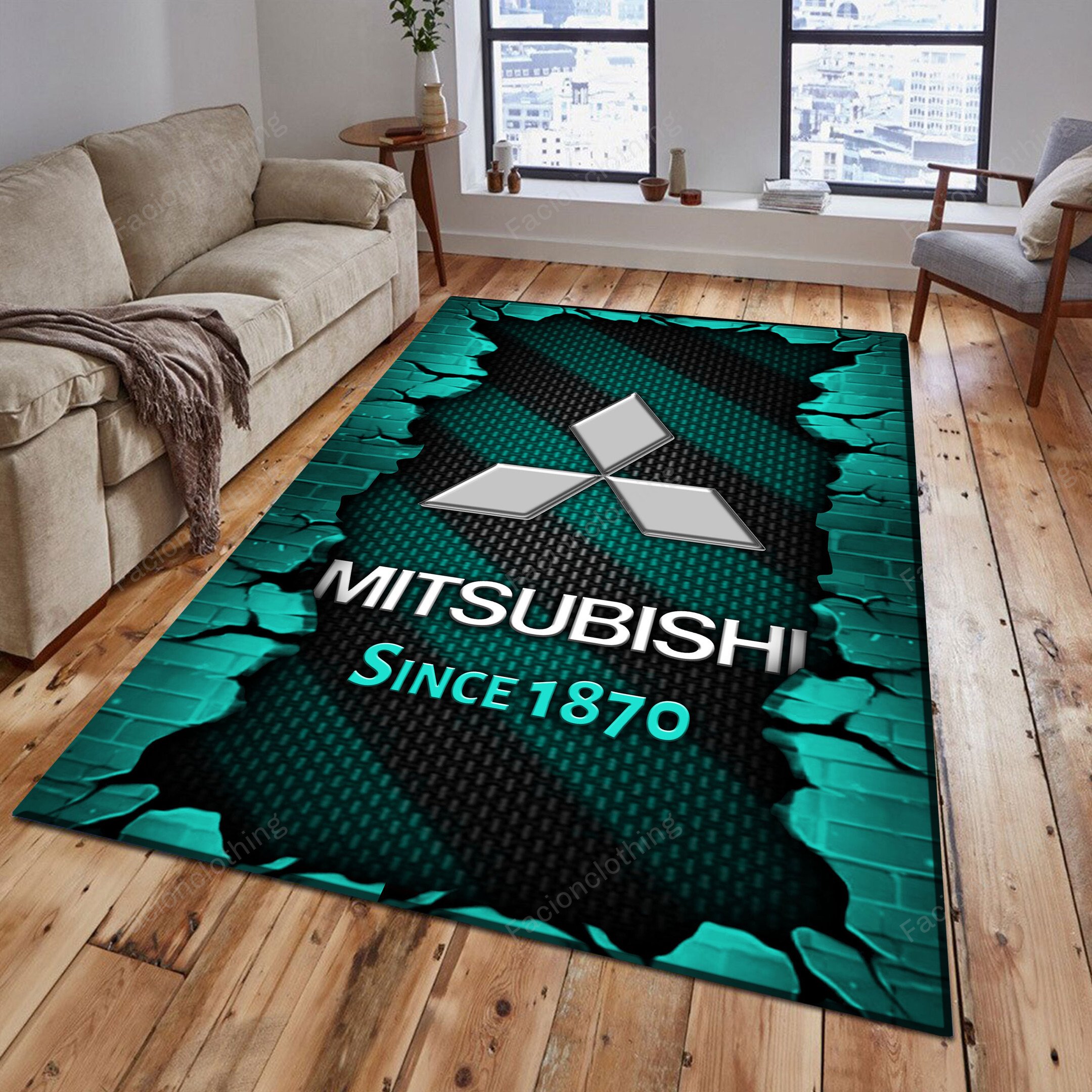 Sportswearmerch Mitsubishi Car Personalized Rug For Fan
