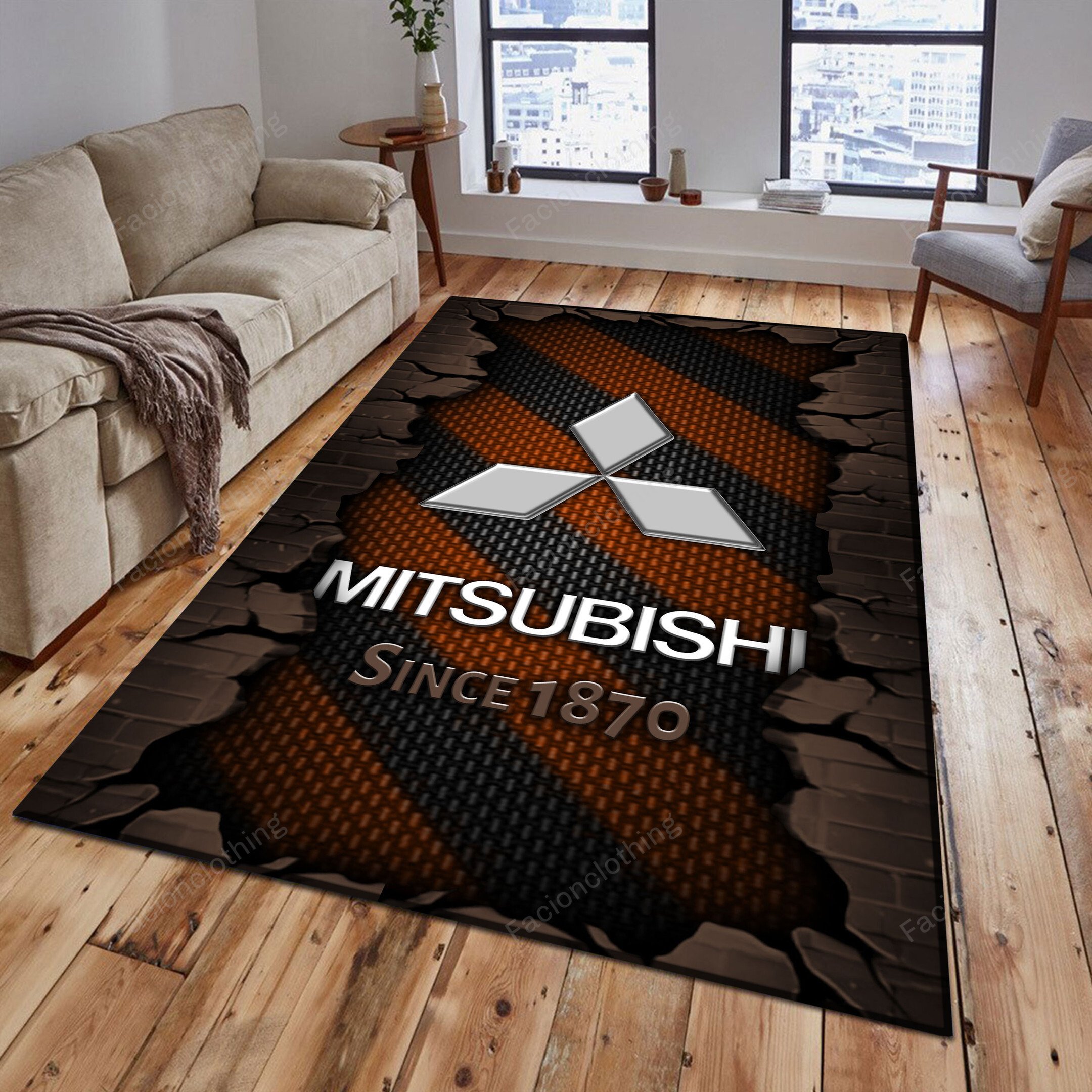 Sportswearmerch Mitsubishi Car Personalized Rug For Fan